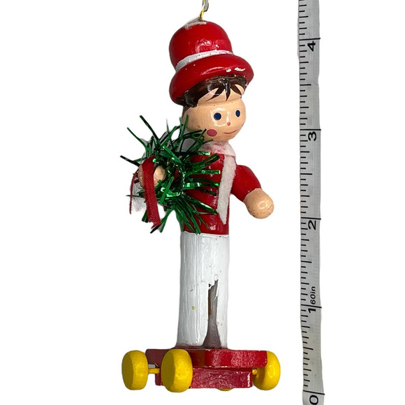 Vintage Clothes Pin Guy on A Skateboard Christmas Ornament - Picture 6 of 10
